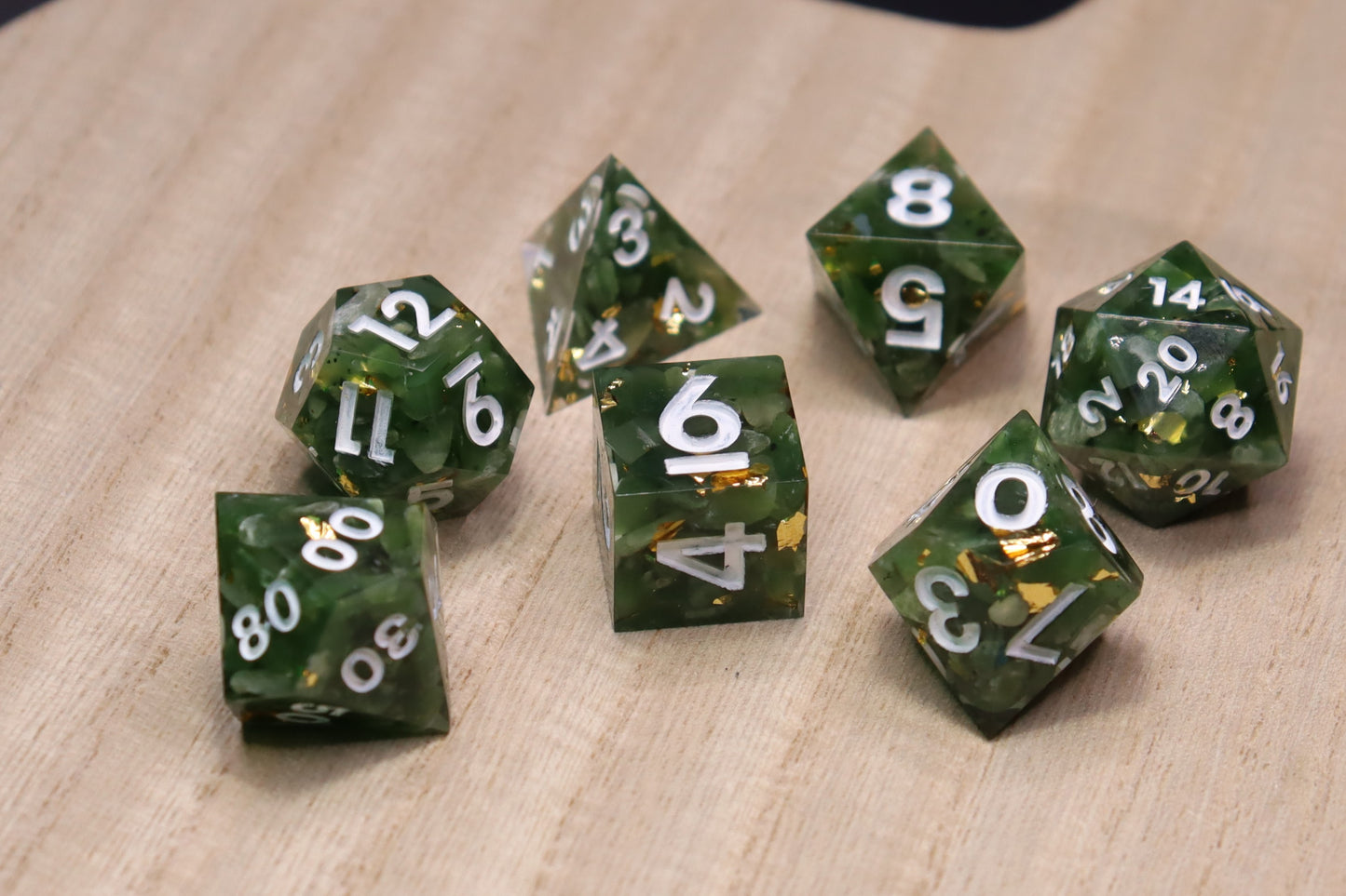 Crystal Dice JADE & GOLD LEAF