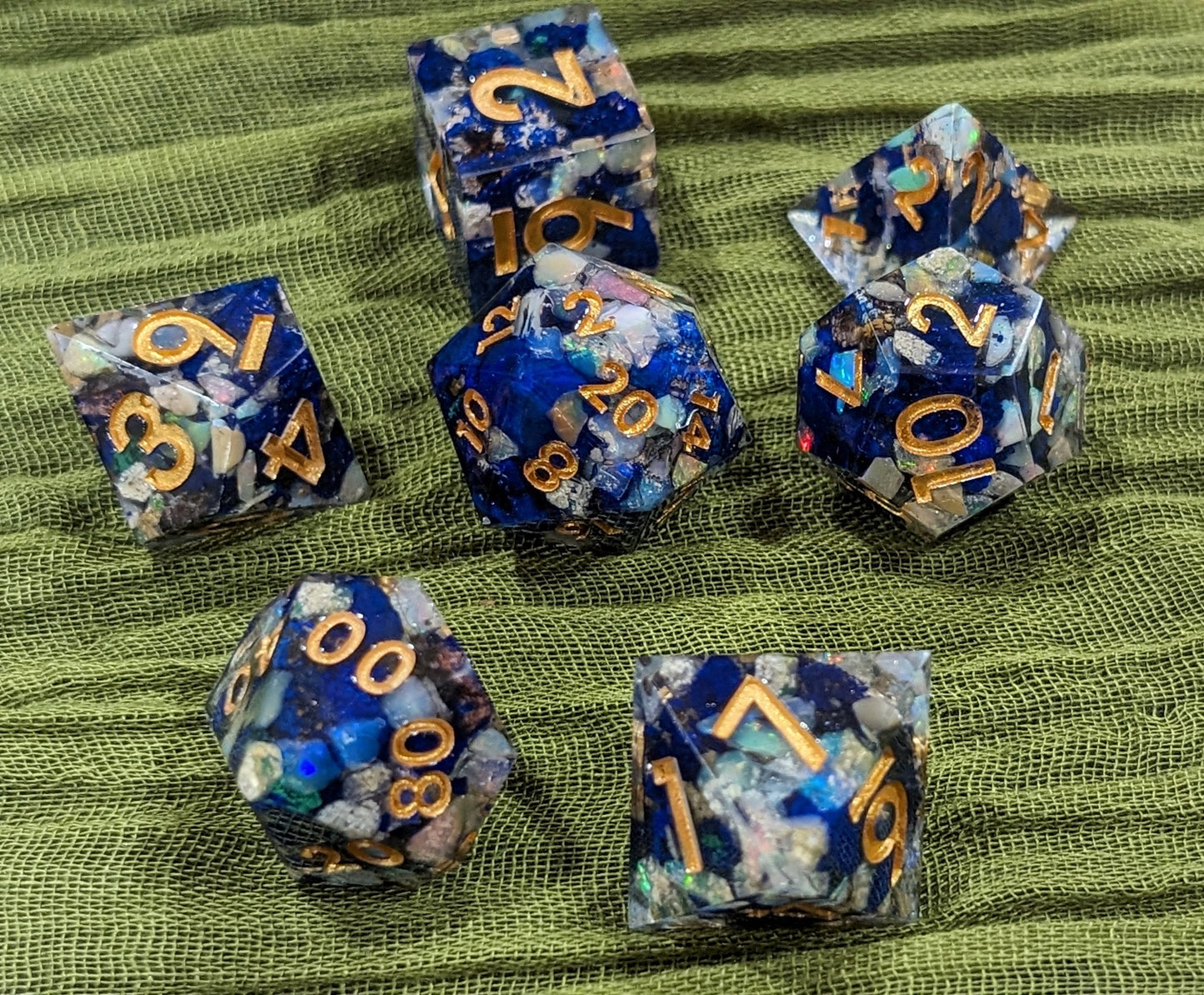 Crystal Dice AZURITE & OPAL