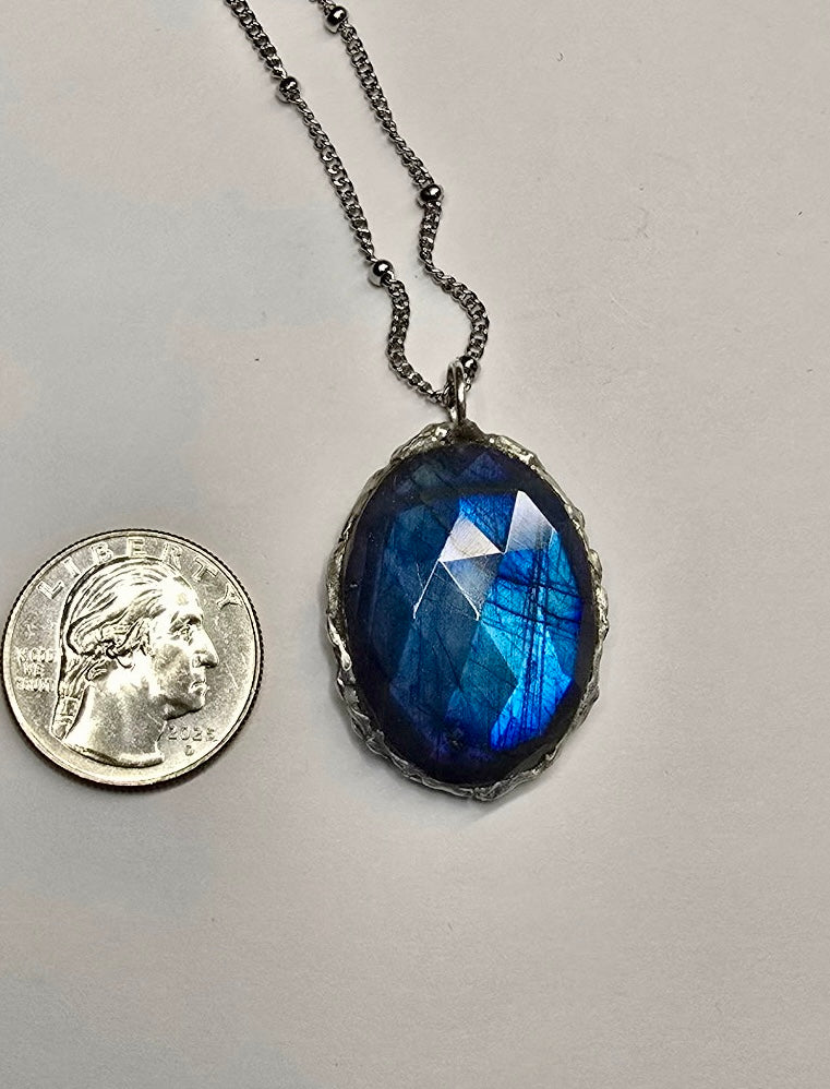 Faceted Bright Blue Labradorite Pendant