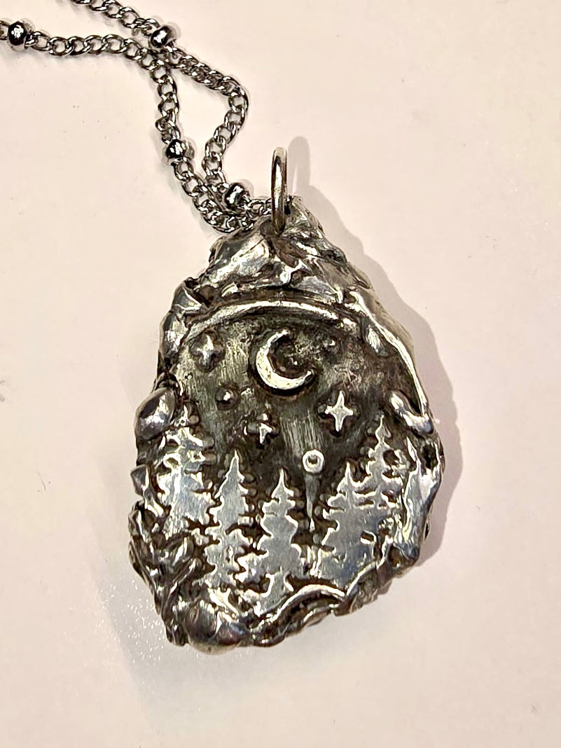 Faceted Green Obsidian Crystal Pendant