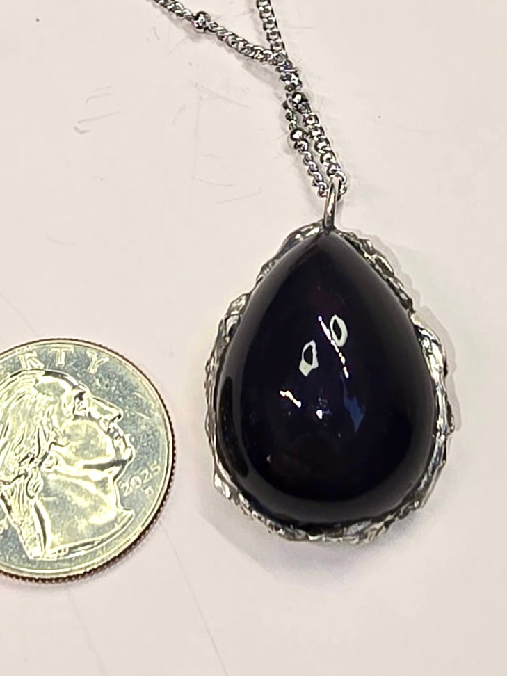Rainbow Obsidian Crystal Teardrop Pendant