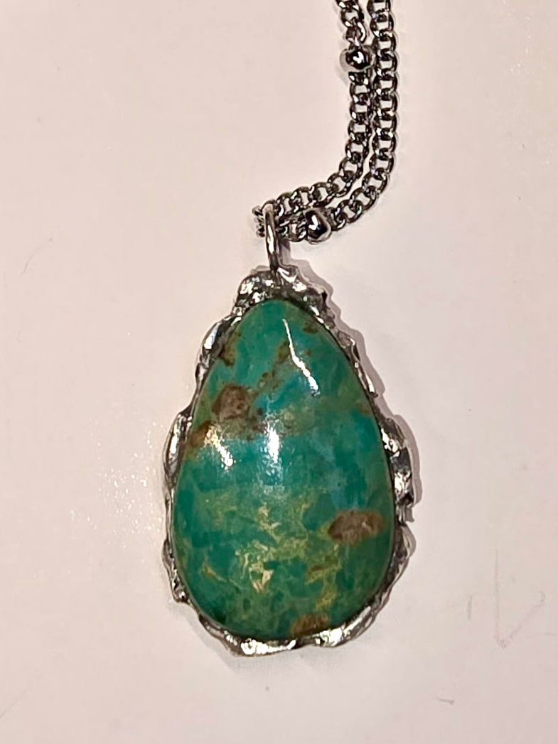 Green Turquoise Crystal Teardrop Pendant