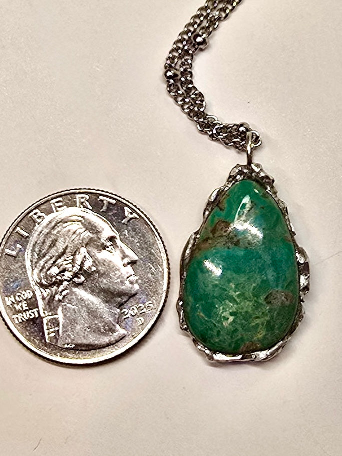 Green Turquoise Crystal Teardrop Pendant